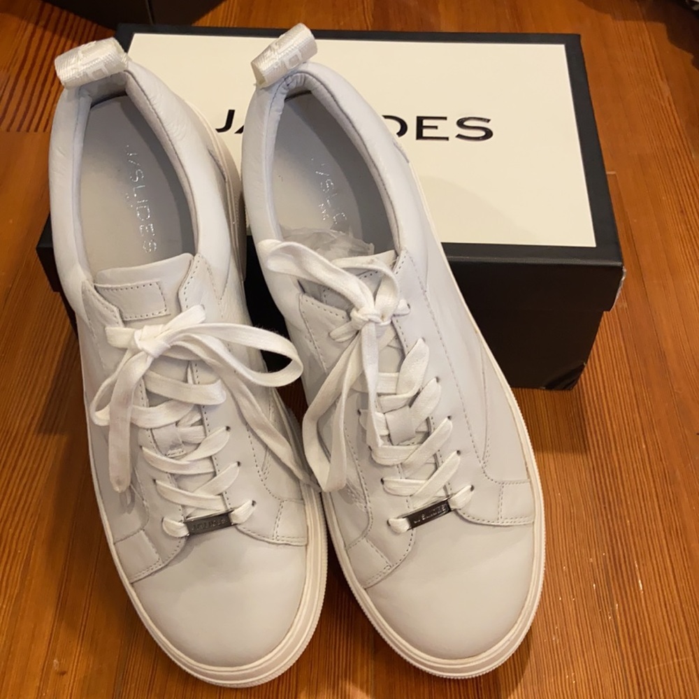 J/SLIDES WHITE LEATHER COURTO‎ LACE UP SNEAKER SIZE 11M NEW IN BOX - Picture 2 of 5